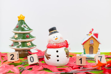 Merry Christmas and happy new year background  and number 2017 t