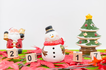 Merry Christmas and happy new year background  and number 2017 t