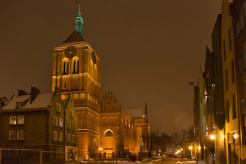 Fototapeta na wymiar Gothic Church of St. John in old Gdansk (Danzig). Poland. The church was built in XIV-XV century.