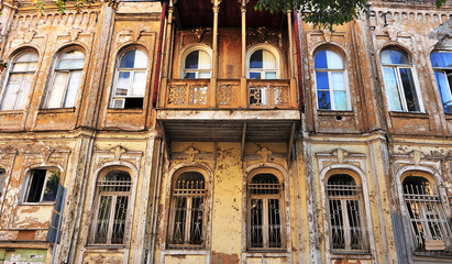 Facade of traditional house in Tbilisi old town