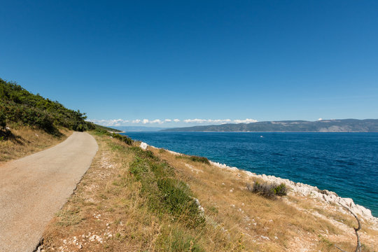 Fototapeta Seaside croatia istrien with street
