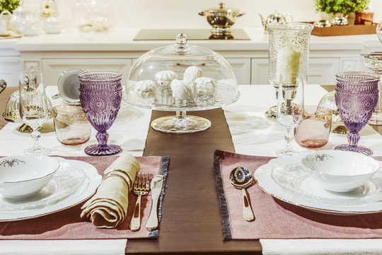 Luxury table setting for launch or dinner