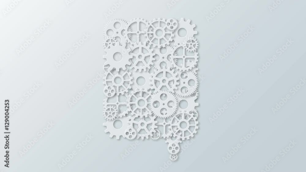 Poster animation modern concept bubble speech and gears rotation background. motion 4k video. loopable.