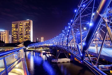 Fotobehang Helix Bridge SINGAPORE - 15 juni 2015. Helix Dna-brug in Singapore, reizen landmark