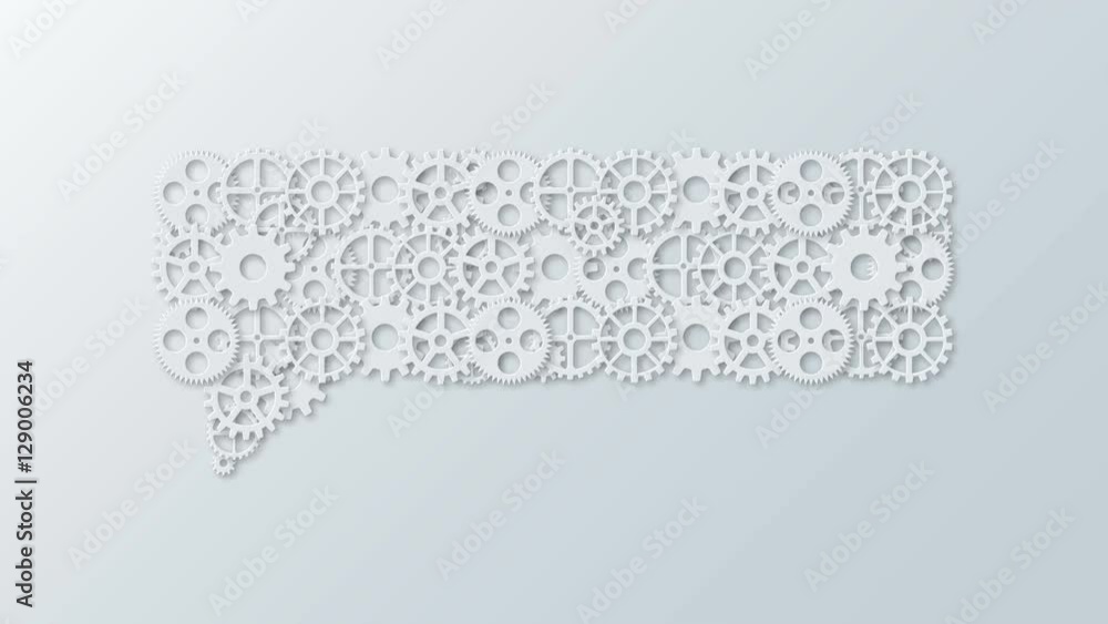 Poster animation modern concept bubble speech and gears rotation background. motion 4k video. loopable.