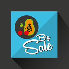 big sale concept tasty papaya cherry vector illustration eps 10