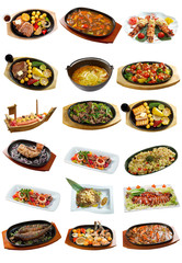 set of different chinese cuisine