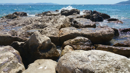 Close up from rocks at the croatian beach