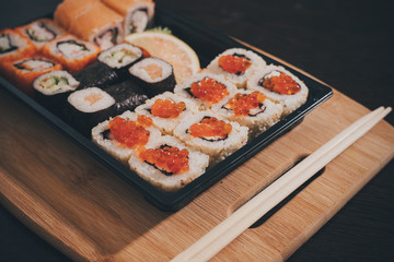 Set sushi set. chopsticks for sushi.
