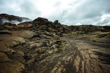 Volcanic landscape. Krafla volcano, Iceland