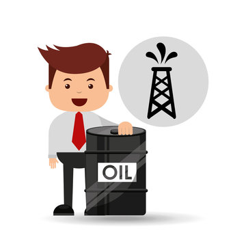 Businessman Oil Industry Pumping Tower Vector Illustration Eps 10