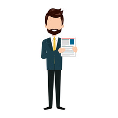 businessman with curriculum vitae vector illustration design