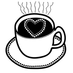Vector illustration of coffee cup black and white