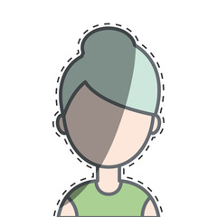 woman character with cuttihng line vector illustration design