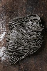 Raw black spaghetti pasta