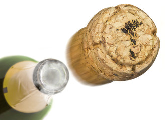 Launched champagne cork with the shape of Faroe Islands burnt in