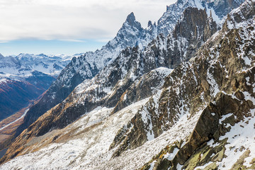 Snowy mountain peaks in North Italy