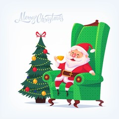 Santa Claus Merry Christmas vector cartoon illustration