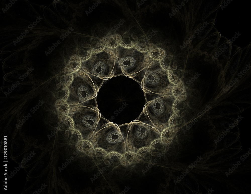 Poster lacy colorful clockwork pattern. digital fractal art design. abstract design of sacred symbols signs