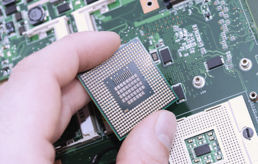 electronic circuit board processor close-up 