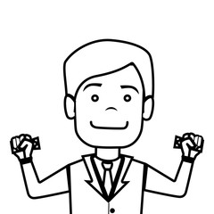 Obraz premium businessman with dollar bills in hands vector illustration design