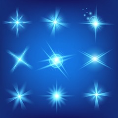 Creative concept Vector set of glow light effect stars bursts with sparkles isolated on black background. For illustration template art design, banner for Christmas celebrate, magic flash energy ray