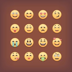 Naklejka premium Set of emoticons and smileys faces. Vector icons collection