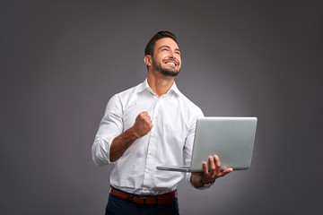 Young man with laptop	