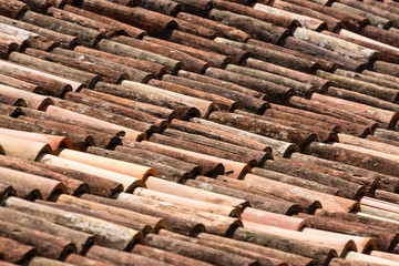 Close up from an old mediterran roof