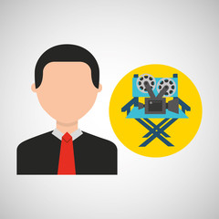 businessman movie director chair film icons vector illustration eps 10