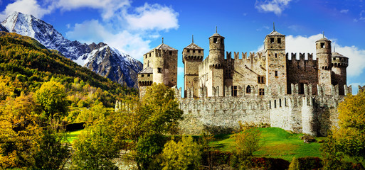 Beautiful medieval castles of Italy - Fenis in Valle d'Aosta mountains