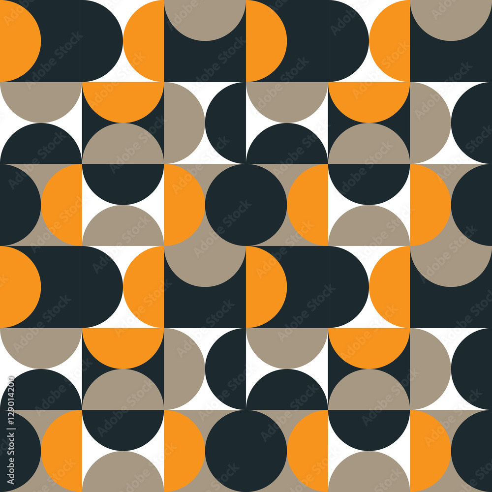 Poster Dark blue, gray and yellow semi circles pattern.