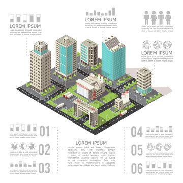Office Buildings Isometric Infographics