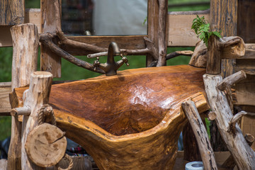 Vintage handmade wooden sink