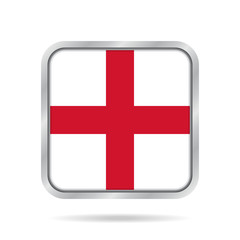 Obraz premium flag of England, shiny metallic gray square button