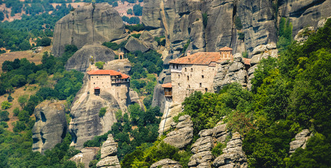 Obraz premium Greece. Meteora - incredible sandstone rock formations. The Holly Monastery