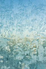 frost and ice  patterns on window,glass coverd with ice..
