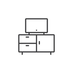 tv stand line icon, outline vector sign, linear pictogram isolated on white. logo illustration