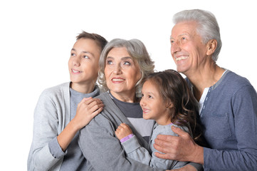 Happy grandparents with kids