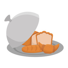 bread in tray menu icon vector illustration design