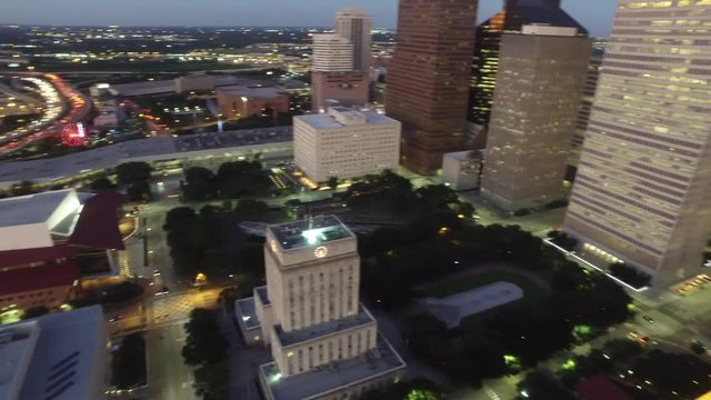 HOUSTON BUILDINGS AT DUSK