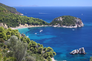 Stafilos beach, Skopelos, Skopelos island, Sporades island, Greek island, Thessaly, Aegean Sea, Greece 