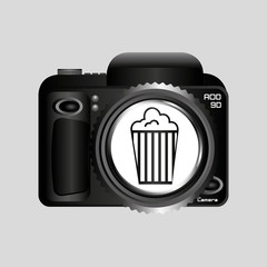 digital photo camera pop corn pin vector illustration eps 10