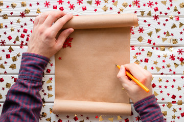 man writes in a Christmas wish list