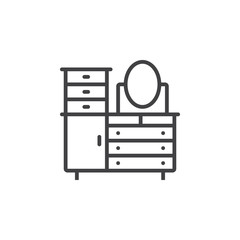 dressing table line icon, outline vector sign, linear pictogram isolated on white. logo illustration