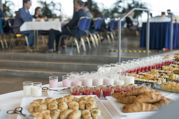 Buffet table during business meeting.