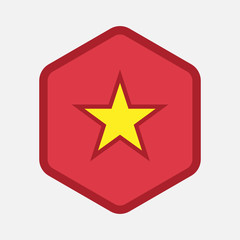 Isolated hexagon with  the red star of communism icon