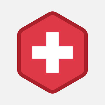 Isolated hexagon with   the Swiss flag