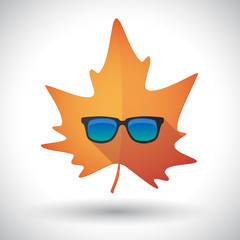 Isolated orange leaf with  a sunglasses icon