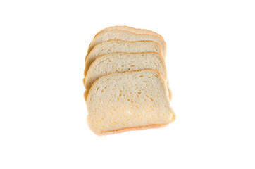cut pieces of white bread on a white background